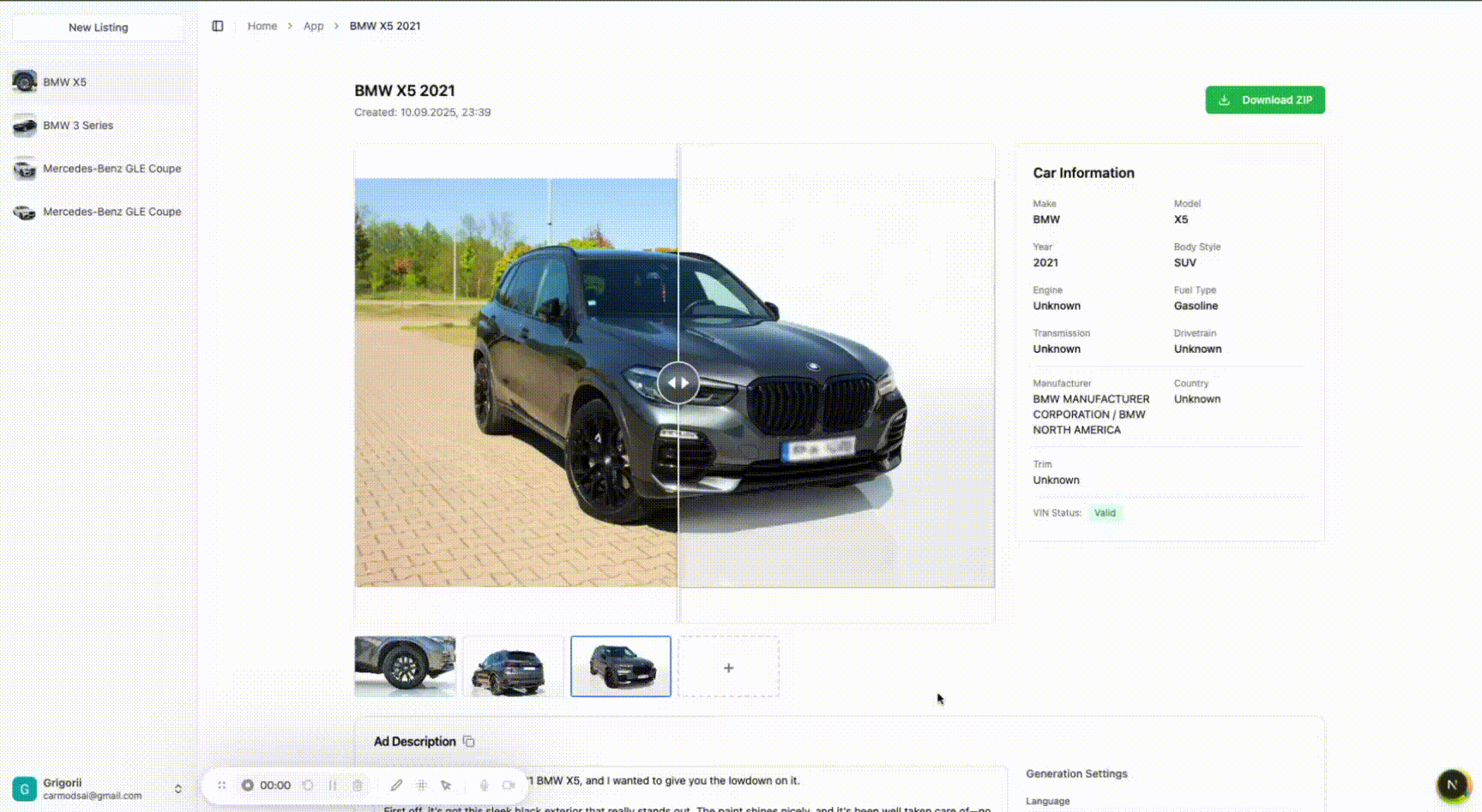 Car photo logo addition demonstration